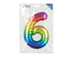 Regenboog 6 Jaar Stickers Folieballon 20cm -Feestspullen Winkel regenboog 6 jaar stickers folieballon 20cm 2