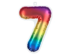 Regenboog 7 Jaar Stickers Folieballon 20cm