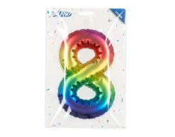Regenboog 8 Jaar Stickers Folieballon 20cm -Feestspullen Winkel regenboog 8 jaar stickers folieballon 20cm 2