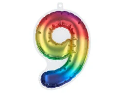 Regenboog 9 Jaar Stickers Folieballon 20cm