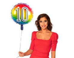 Regenboog Cijfer Ballon 10 Jaar 45cm
