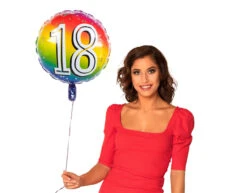 Regenboog Cijfer Ballon 18 Jaar 45cm