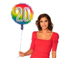 Regenboog Cijfer Ballon 20 Jaar 45cm