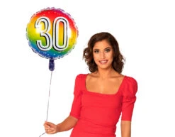 Regenboog Cijfer Ballon 30 Jaar 45cm