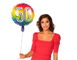 Regenboog Cijfer Ballon 50 Jaar 45cm