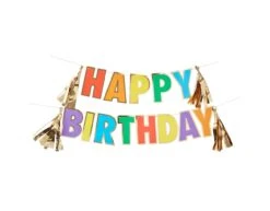 Regenboog Happy Birthday Letterslinger 3m