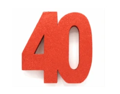 Robijn Rood Tafeldecoratie Cijfer 40 Glitter 20,5cm