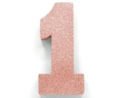 Rose Goud Tafeldecoratie Cijfer 1 Glitter 20,5cm