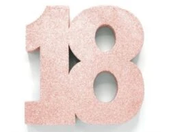 Rose Goud Tafeldecoratie Cijfer 18 Glitter 20,5cm