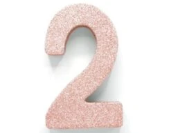 Rose Goud Tafeldecoratie Cijfer 2 Glitter 20,5cm