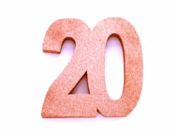 Rose Goud Tafeldecoratie Cijfer 20 Glitter 20,5cm