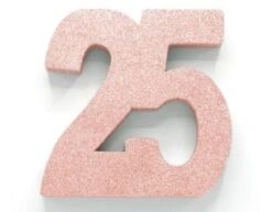 Rose Goud Tafeldecoratie Cijfer 25 Glitter 20,5cm