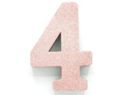 Rose Goud Tafeldecoratie Cijfer 4 Glitter 20,5cm