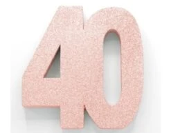 Rose Goud Tafeldecoratie Cijfer 40 Glitter 20,5cm
