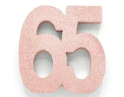Rose Goud Tafeldecoratie Cijfer 65 Glitter 20,5cm