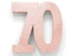 Rose Goud Tafeldecoratie Cijfer 70 Glitter 20,5cm