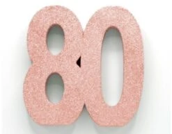Rose Goud Tafeldecoratie Cijfer 80 Glitter 20,5cm