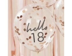 Rose Gouden Confetti Ballonnen 18 Jaar 30cm 5st -Feestspullen Winkel rose gouden confetti ballonnen 18 jaar 30cm 5st 2