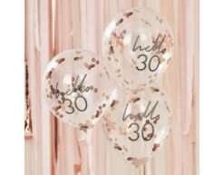 Rose Gouden Confetti Ballonnen 30 Jaar 30cm 5st -Feestspullen Winkel rose gouden confetti ballonnen 30 jaar 30cm 5st 2