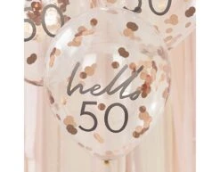Rose Gouden Confetti Ballonnen 50 Jaar 30cm 5st -Feestspullen Winkel rose gouden confetti ballonnen 50 jaar 30cm 5st 2