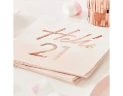 Rose Gouden Servetten 21 Jaar 16,5cm 16st -Feestspullen Winkel rose gouden servetten 21 jaar 165cm 16st 2