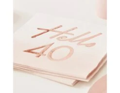 Rose Gouden Servetten 40 Jaar 16,5cm 16st -Feestspullen Winkel rose gouden servetten 40 jaar 165cm 16st 2