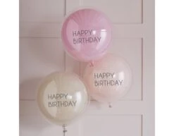 Roze Happy Birthday Ballonnen Dubbellaags 45cm 3st -Feestspullen Winkel roze happy birthday ballonnen dubbellaags 45cm 3st 2