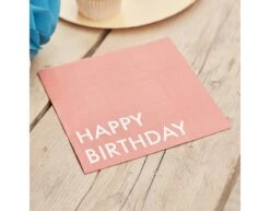 Roze Happy Birthday Servetten 16cm 16st -Feestspullen Winkel roze happy birthday servetten 16cm 16st 2