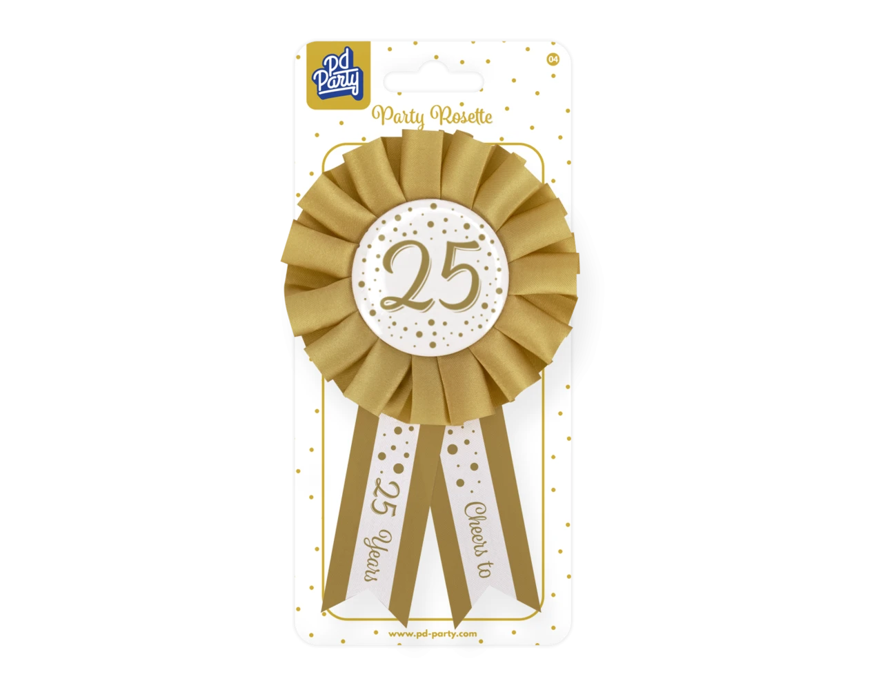 Rozet 25 Jaar Goud Wit 14cm 2 Rozet 25 Jaar Goud Wit 14cm - Afbeelding 2