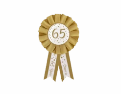 Rozet 65 Jaar Goud Wit 14cm