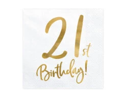 Servetten 21 Jaar Wit 33cm 20st