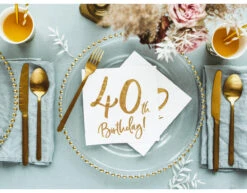 Servetten 40 Jaar Wit 33cm 20st -Feestspullen Winkel servetten 40 jaar wit 33cm 20st 3