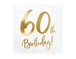 Servetten 60 Jaar Wit 33cm 20st