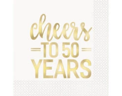 Servetten Cheers To 50 Years Goud 25cm 16st
