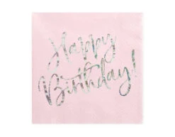 Servetten Happy Birthday Lichtroze 33cm 20st