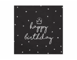 Servetten Happy Birthday Zwart 33cm 20st