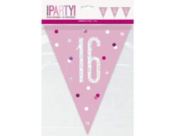 Slingers 16 Jaar Roze 2,74m -Feestspullen Winkel slingers 16 jaar roze 274m 1