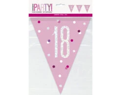 Slingers 18 Jaar Roze 2,74m -Feestspullen Winkel slingers 18 jaar roze 274m 1