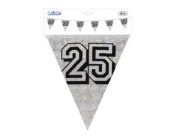 Slingers 25 Jaar Zilver Glitter 8m -Feestspullen Winkel slingers 25 jaar zilver glitter 8m 2