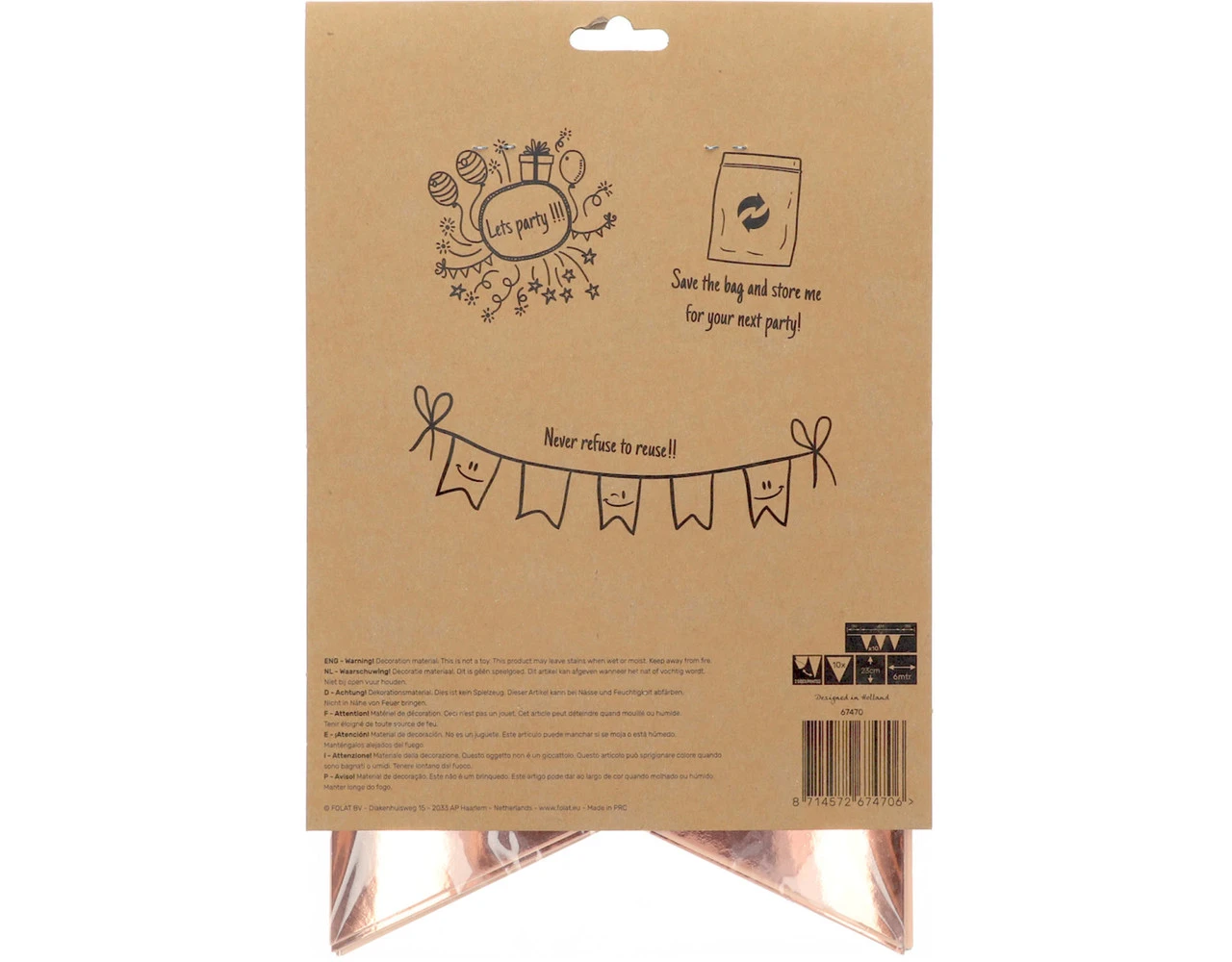 Slingers 70 Jaar Rose Goud 6m 3 Slingers 70 Jaar Rose Goud 6m - Afbeelding 3