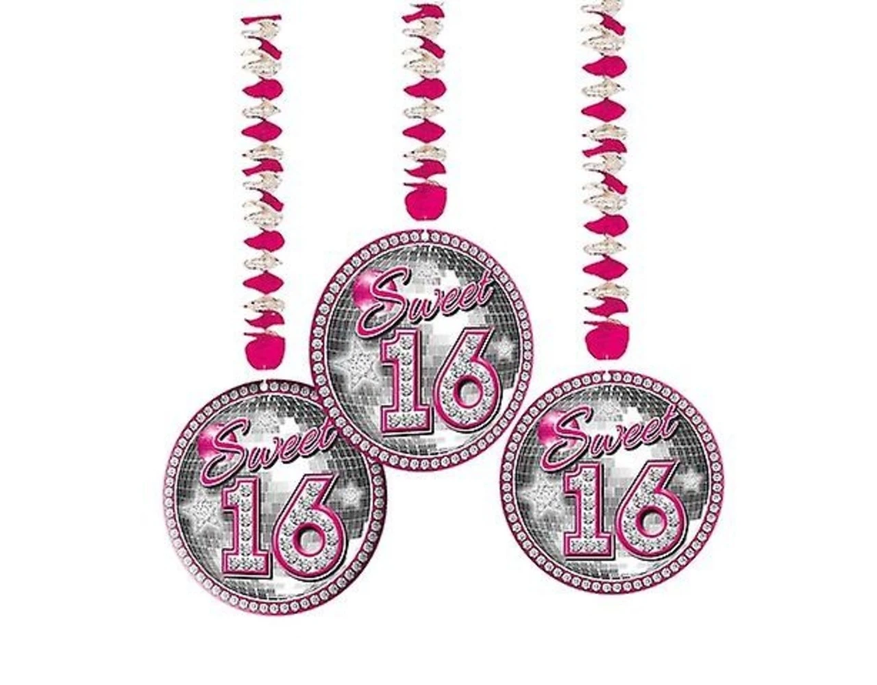 Sweet 16 Hangdecoratie 70cm 3st 1 Sweet 16 Hangdecoratie 70cm 3st