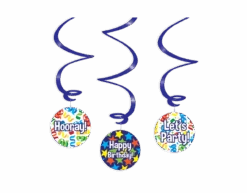 Swirl Decorations Happy Birthday Cartoon 3st 14cm