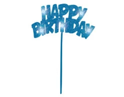 Taartopper Happy Birthday Blauw Verlichting 26cm