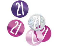 Tafelconfetti 21 Jaar Roze 14gr