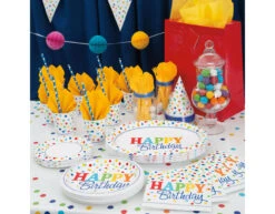 Uitdeelzakjes Happy Birthday Stippen Regenboog 8st -Feestspullen Winkel uitdeelzakjes happy birthday stippen regenboog 8st 2