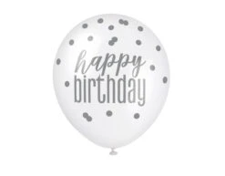 Verjaardag Ballonnen Happy Birthday Stippen Zwart 30cm 6st -Feestspullen Winkel verjaardag ballonnen happy birthday stippen zwart 3