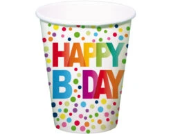 Verjaardag Bekers Happy Birthday Stippen 250ml 8st