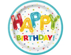 Verjaardag Borden Happy Birthday Ballonnen Blauw 23cm 8st