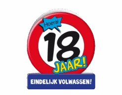 Verjaardagskaart 18 Jaar Verkeersbord 16,5cm