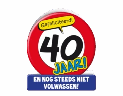 Verjaardagskaart 40 Jaar Verkeersbord 16,5cm